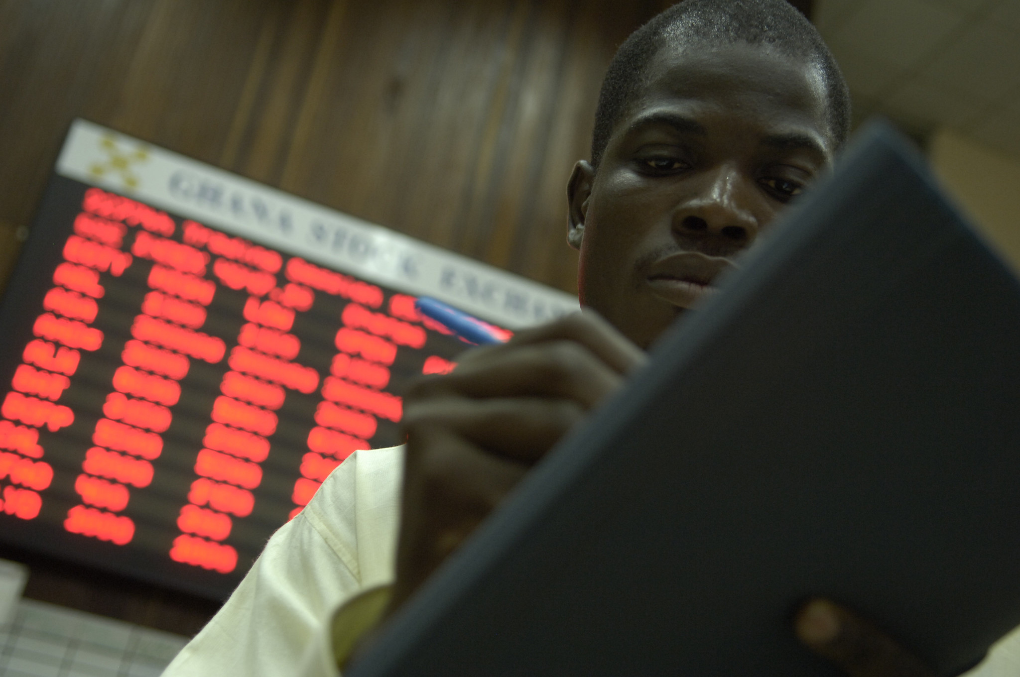 Man working on a tablet
