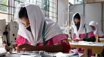 Women working with sewing machines