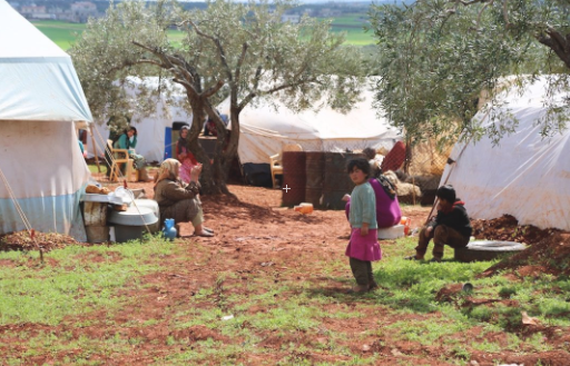 People in a refugee camp