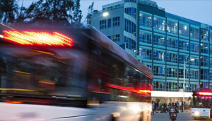 Bus in traffic
