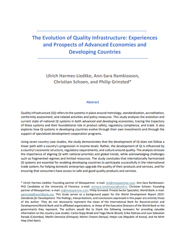 The Evolution of Quality Infrastructure