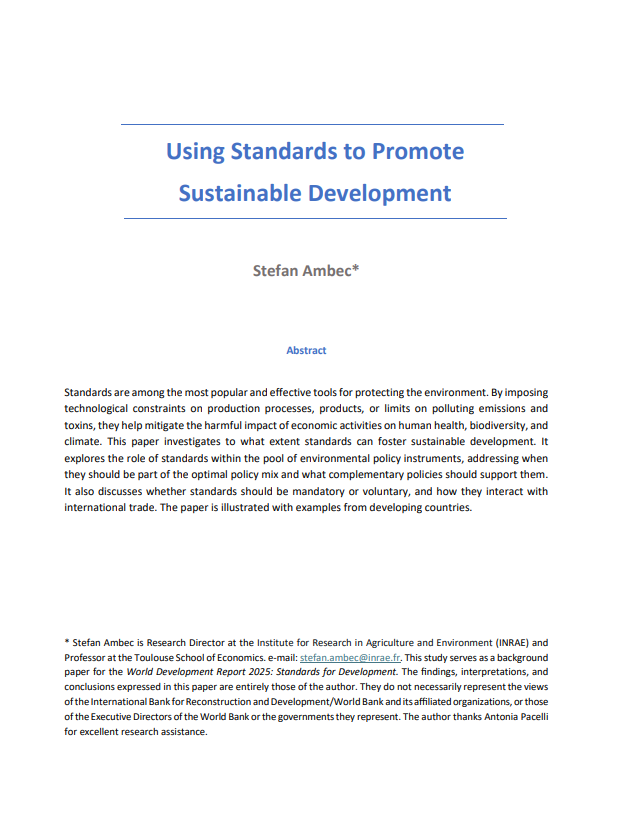 Using Standards to Promote Sustainable Development