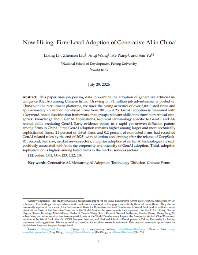 Now Hiring: Firm-Level Adoption of Generative AI in China