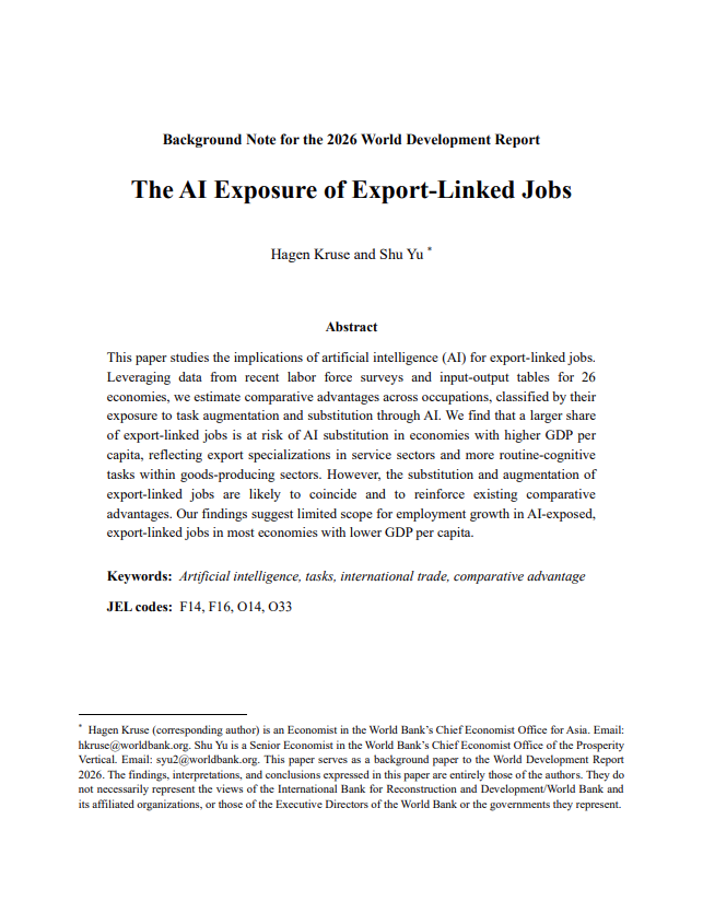 The AI Exposure of Export-Linked Jobs