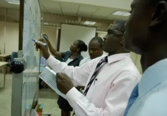 People working analyzing data