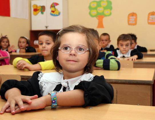Girl in her classroom Girl in her classroom